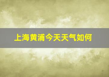 上海黄浦今天天气如何