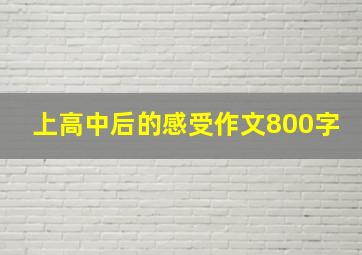 上高中后的感受作文800字