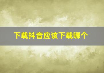 下载抖音应该下载哪个