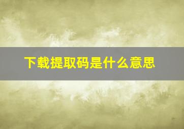 下载提取码是什么意思