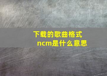 下载的歌曲格式ncm是什么意思