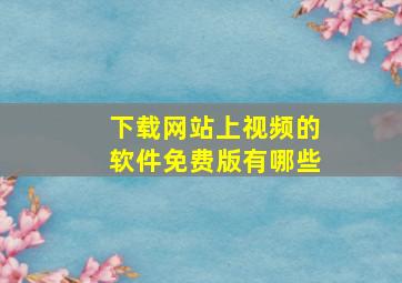 下载网站上视频的软件免费版有哪些