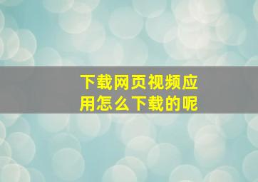 下载网页视频应用怎么下载的呢