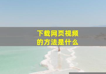 下载网页视频的方法是什么