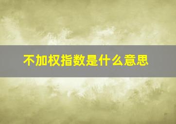 不加权指数是什么意思