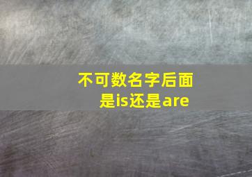 不可数名字后面是is还是are