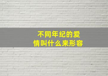 不同年纪的爱情叫什么来形容