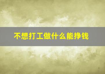 不想打工做什么能挣钱