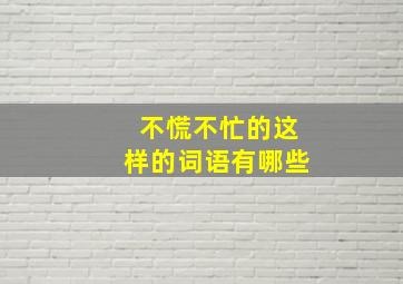 不慌不忙的这样的词语有哪些