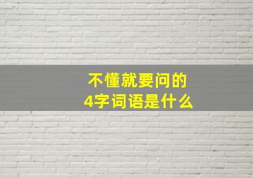 不懂就要问的4字词语是什么