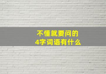 不懂就要问的4字词语有什么