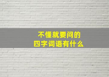 不懂就要问的四字词语有什么