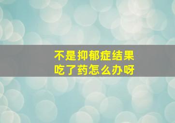 不是抑郁症结果吃了药怎么办呀