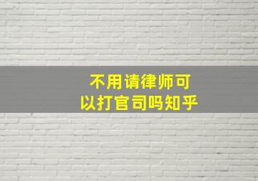 不用请律师可以打官司吗知乎