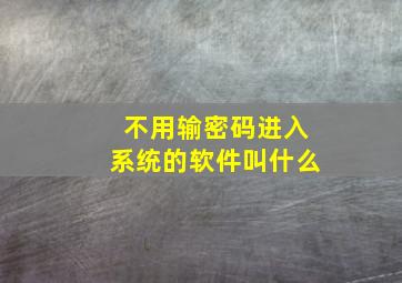 不用输密码进入系统的软件叫什么