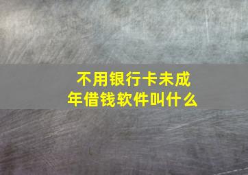 不用银行卡未成年借钱软件叫什么