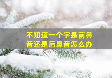 不知道一个字是前鼻音还是后鼻音怎么办