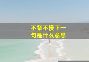 不紧不慢下一句是什么意思