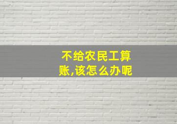 不给农民工算账,该怎么办呢