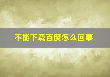 不能下载百度怎么回事