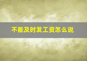 不能及时发工资怎么说