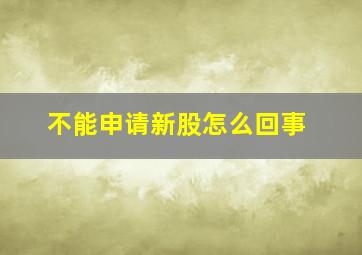 不能申请新股怎么回事