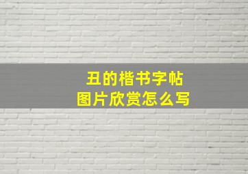 丑的楷书字帖图片欣赏怎么写