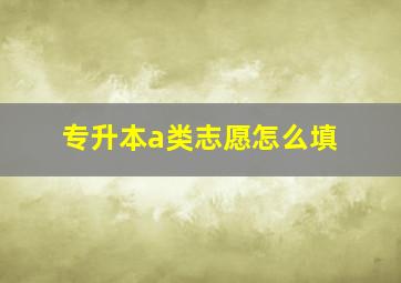 专升本a类志愿怎么填