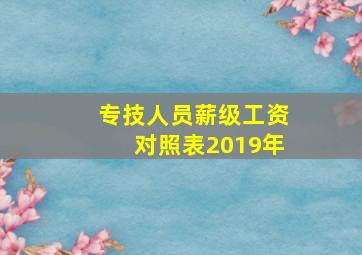 专技人员薪级工资对照表2019年