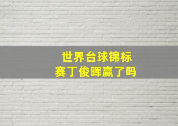 世界台球锦标赛丁俊晖赢了吗