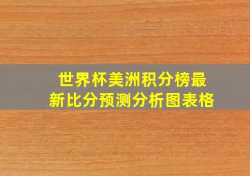 世界杯美洲积分榜最新比分预测分析图表格