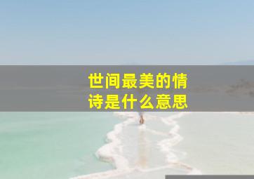 世间最美的情诗是什么意思