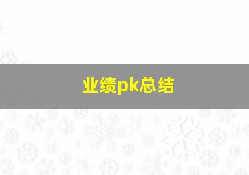 业绩pk总结