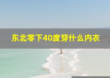 东北零下40度穿什么内衣