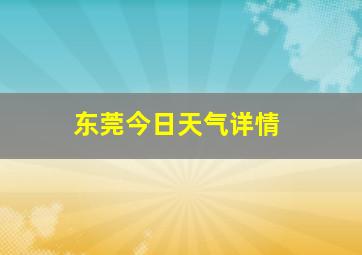 东莞今日天气详情