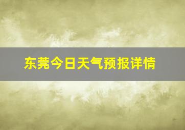 东莞今日天气预报详情