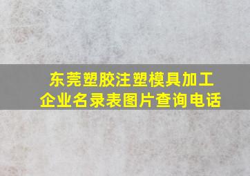 东莞塑胶注塑模具加工企业名录表图片查询电话