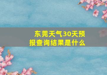 东莞天气30天预报查询结果是什么