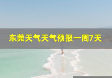 东莞天气天气预报一周7天