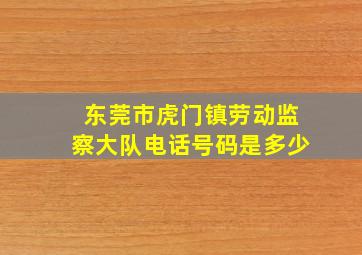 东莞市虎门镇劳动监察大队电话号码是多少