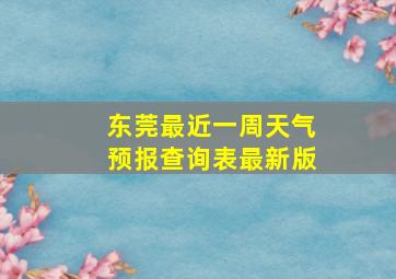 东莞最近一周天气预报查询表最新版