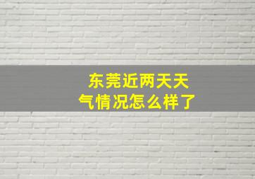 东莞近两天天气情况怎么样了