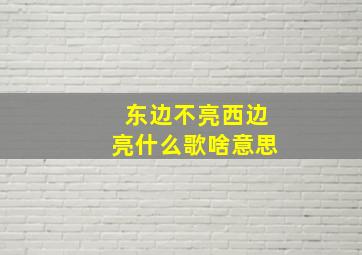 东边不亮西边亮什么歌啥意思