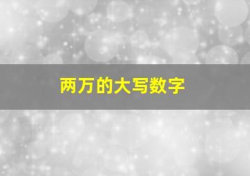 两万的大写数字