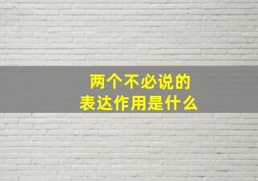 两个不必说的表达作用是什么