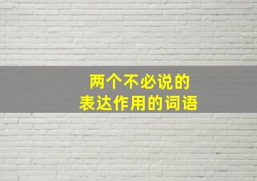 两个不必说的表达作用的词语