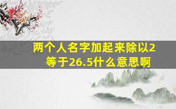 两个人名字加起来除以2等于26.5什么意思啊