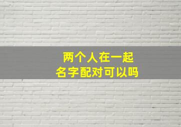 两个人在一起名字配对可以吗