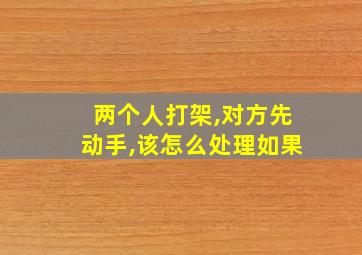 两个人打架,对方先动手,该怎么处理如果