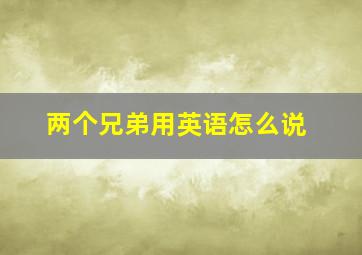 两个兄弟用英语怎么说